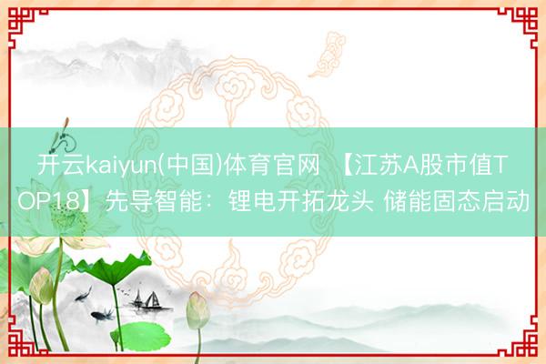 开云kaiyun(中国)体育官网 【江苏A股市值TOP18】先导智能：锂电开拓龙头 储能固态启动