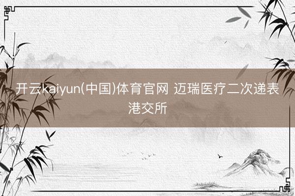开云kaiyun(中国)体育官网 迈瑞医疗二次递表港交所