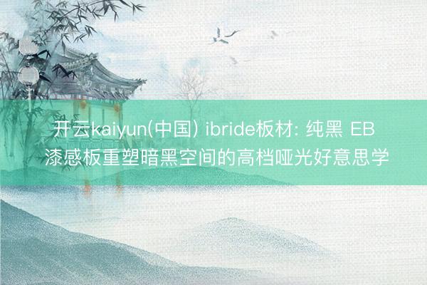 开云kaiyun(中国) ibride板材: 纯黑 EB 漆感板重塑暗黑空间的高档哑光好意思学