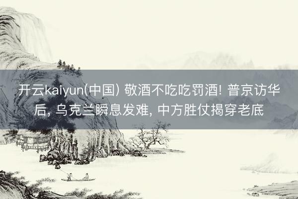 开云kaiyun(中国) 敬酒不吃吃罚酒! 普京访华后， 乌克兰瞬息发难， 中方胜仗揭穿老底
