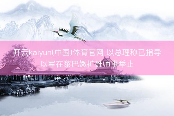 开云kaiyun(中国)体育官网 以总理称已指导以军在黎巴嫩扩雄师事举止