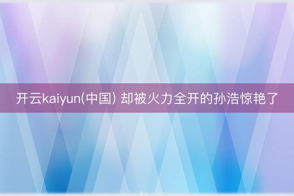 开云kaiyun(中国) 却被火力全开的孙浩惊艳了