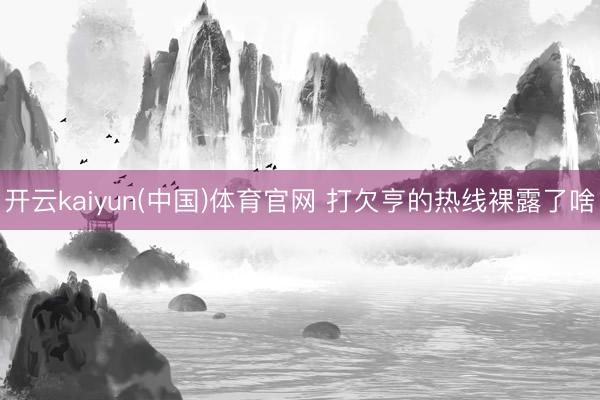 开云kaiyun(中国)体育官网 打欠亨的热线裸露了啥
