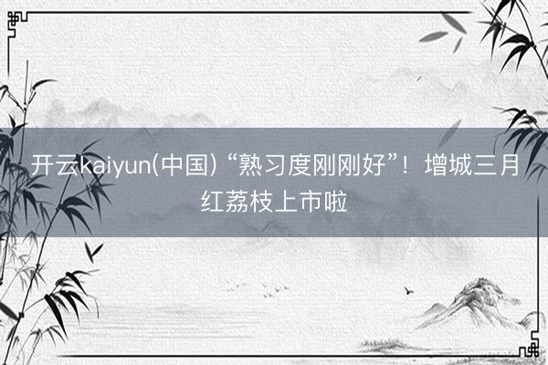 开云kaiyun(中国) “熟习度刚刚好”！增城三月红荔枝上市啦