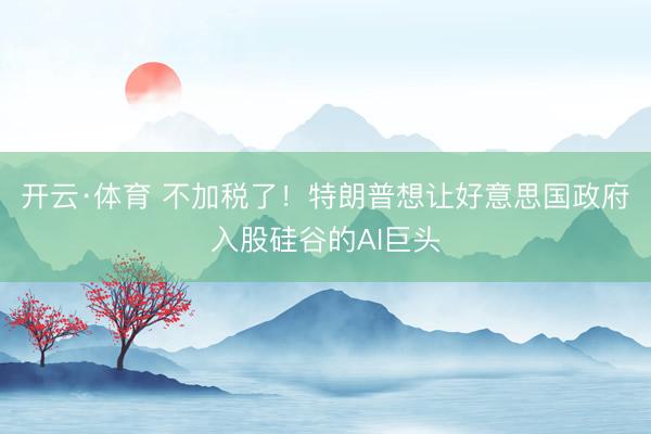 开云·体育 不加税了！特朗普想让好意思国政府入股硅谷的AI巨头